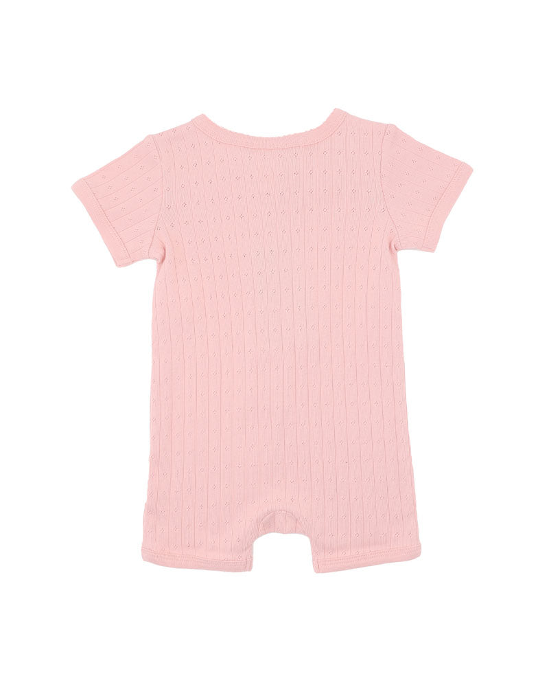 Bebe Blossom Organic Pointelle Short Sleeve Zipsuit