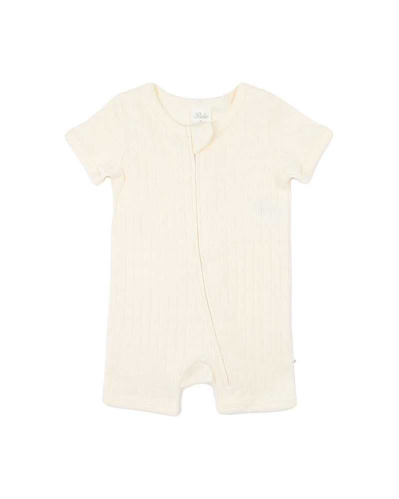 Bebe Milk Organic Pointelle Short Sleece Zipsuit