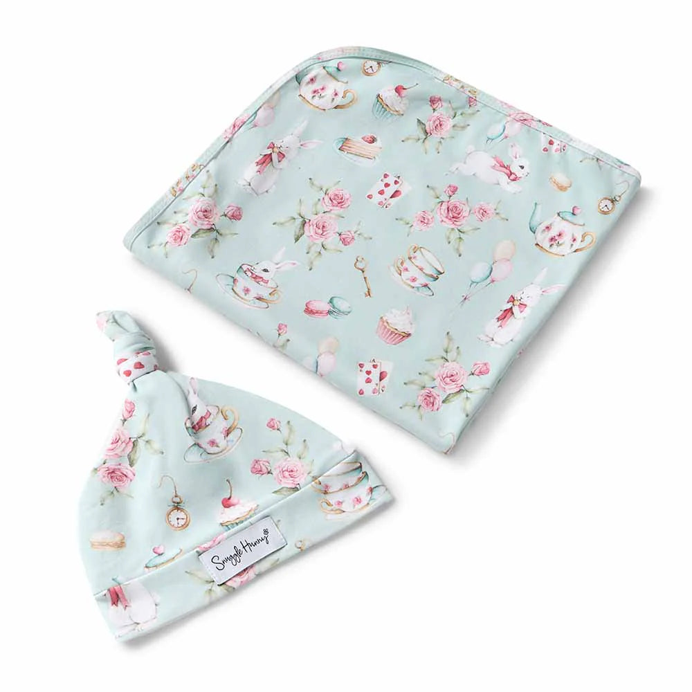 Snuggle Hunny Organic Jersey Wrap with Topknot White Rabbit
