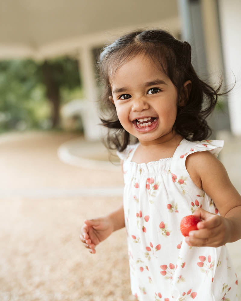 Poppy Strawberry Print Romper