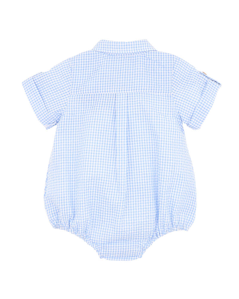 Bebe Roman Blue Check Shirt Bodysuit