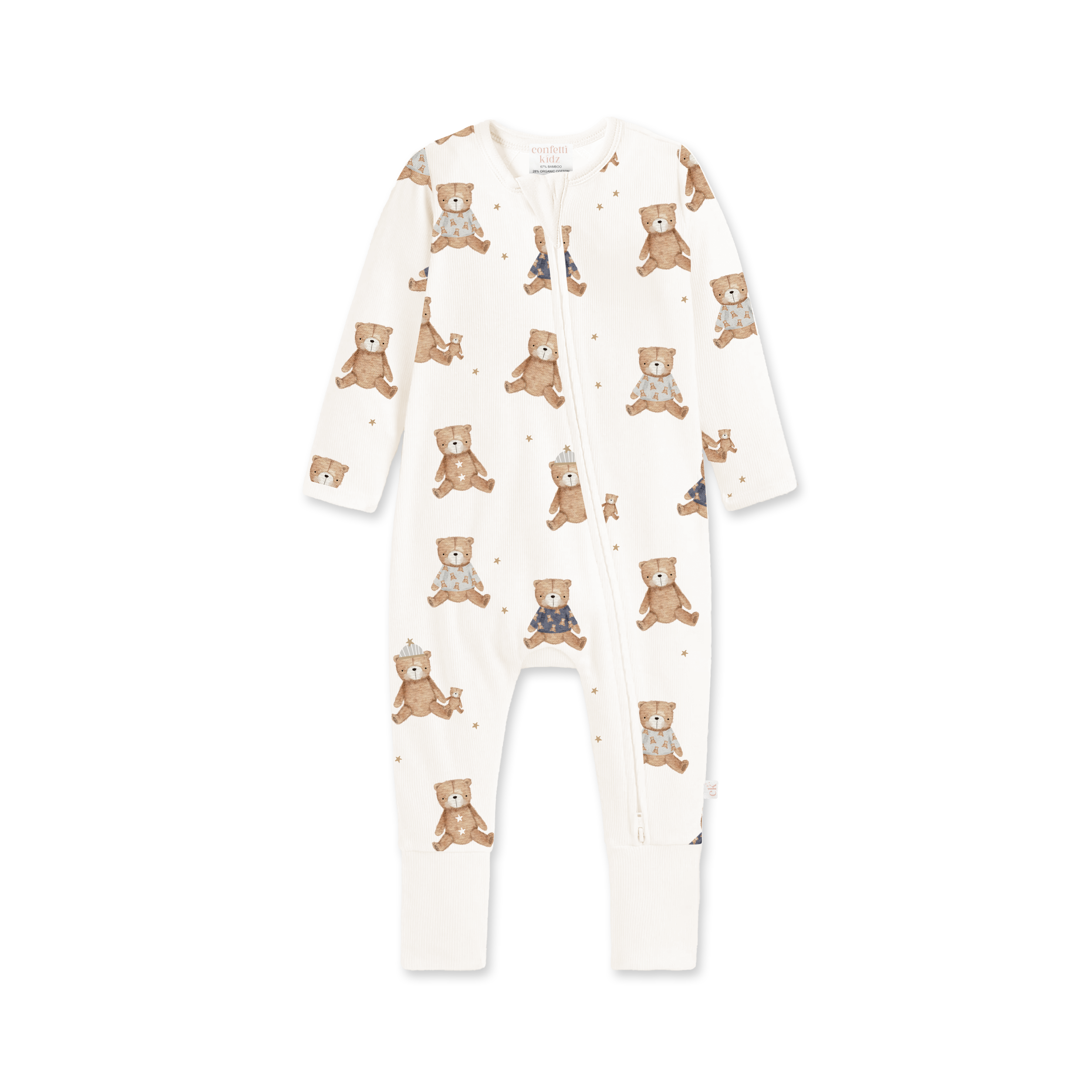 Confetti Kidz Bamboo Zipsuit - Mr Ted