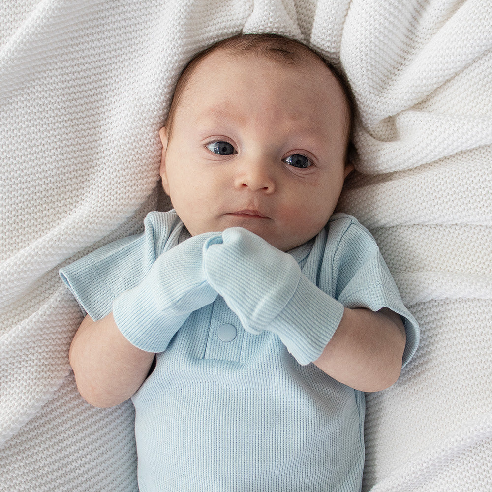Snuggle Hunny Baby Blue Organic Cotton Rib Mittens