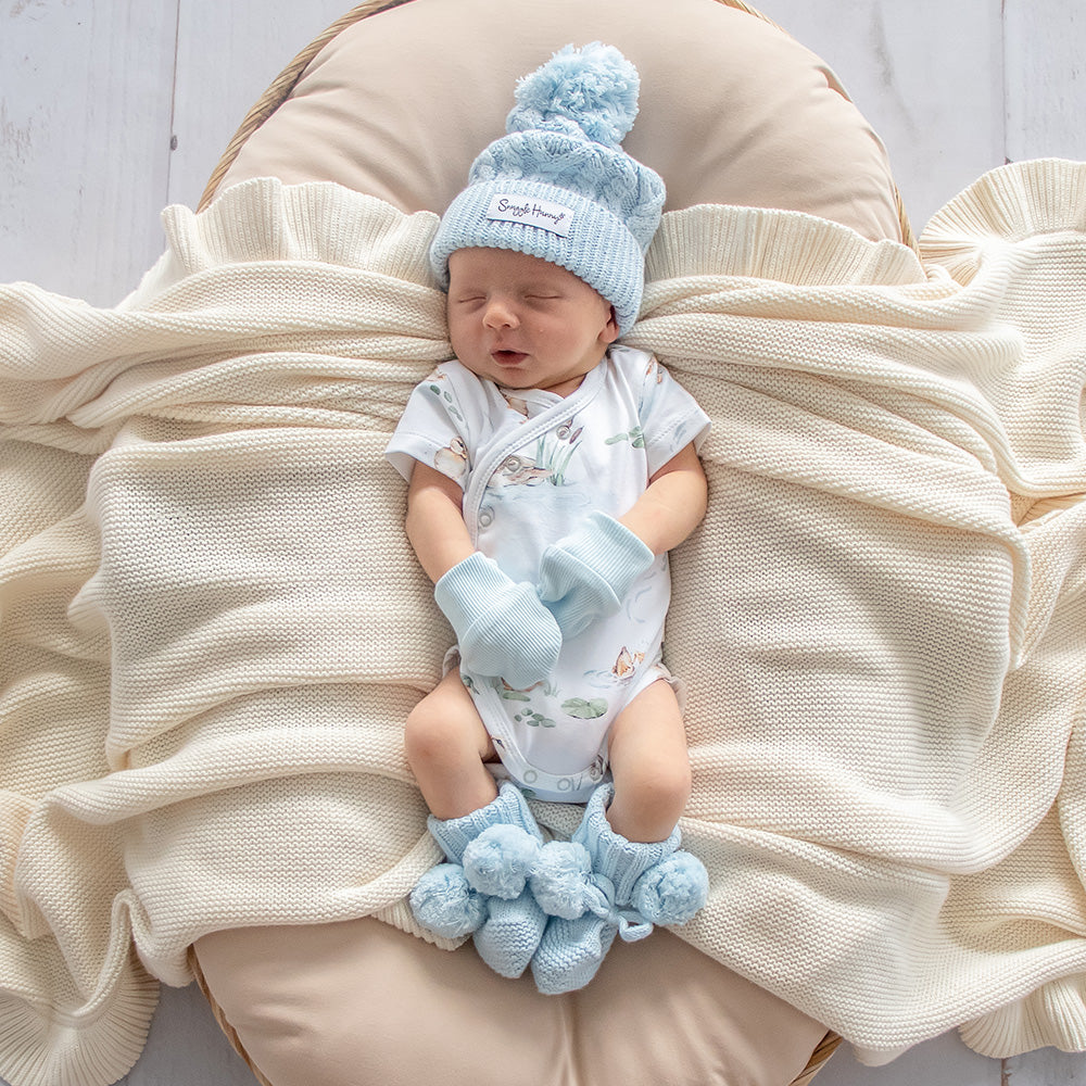 Snuggle Hunny Baby Blue Organic Cotton Rib Mittens