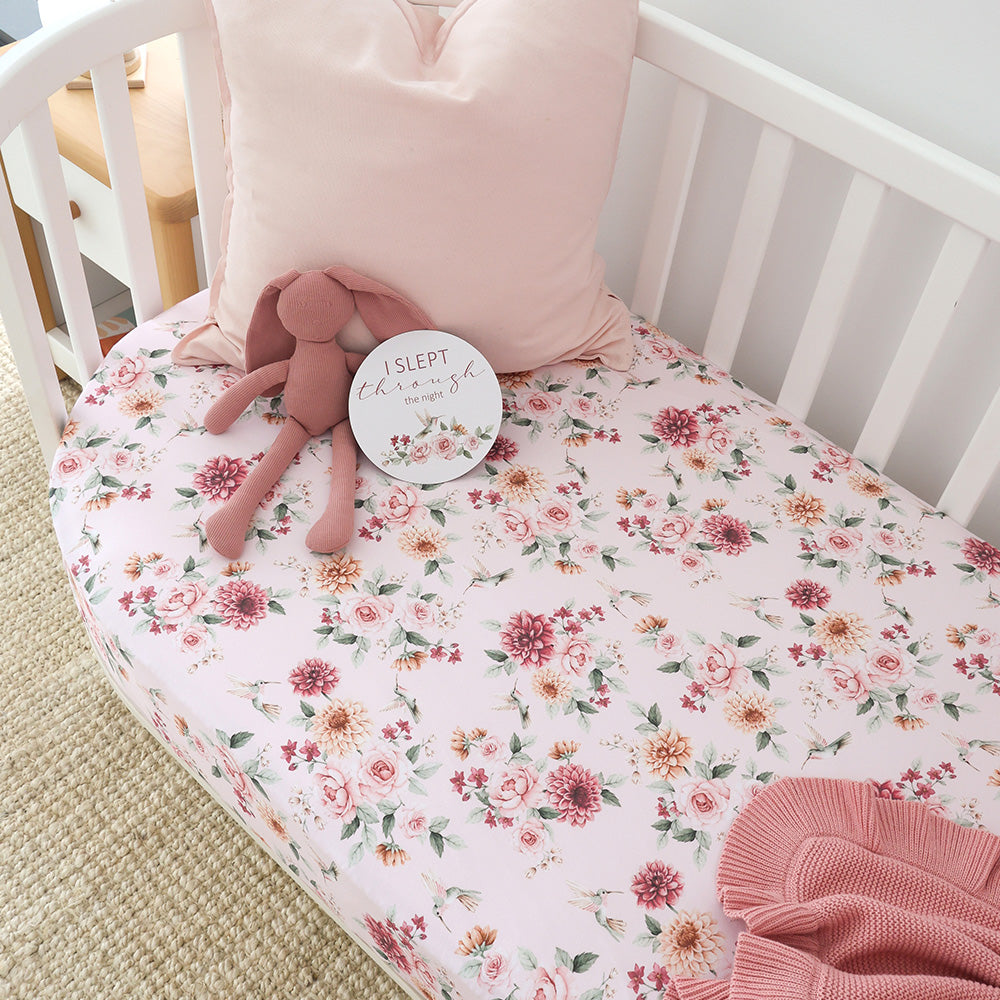 Snuggle Hunny Birds and Blooms Organic Fitted Cot Sheet