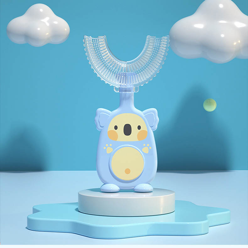 Happy Bubs U SHaped Silicone Toothbrush Blue