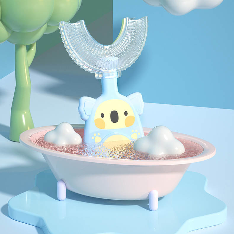 Happy Bubs U SHaped Silicone Toothbrush Blue