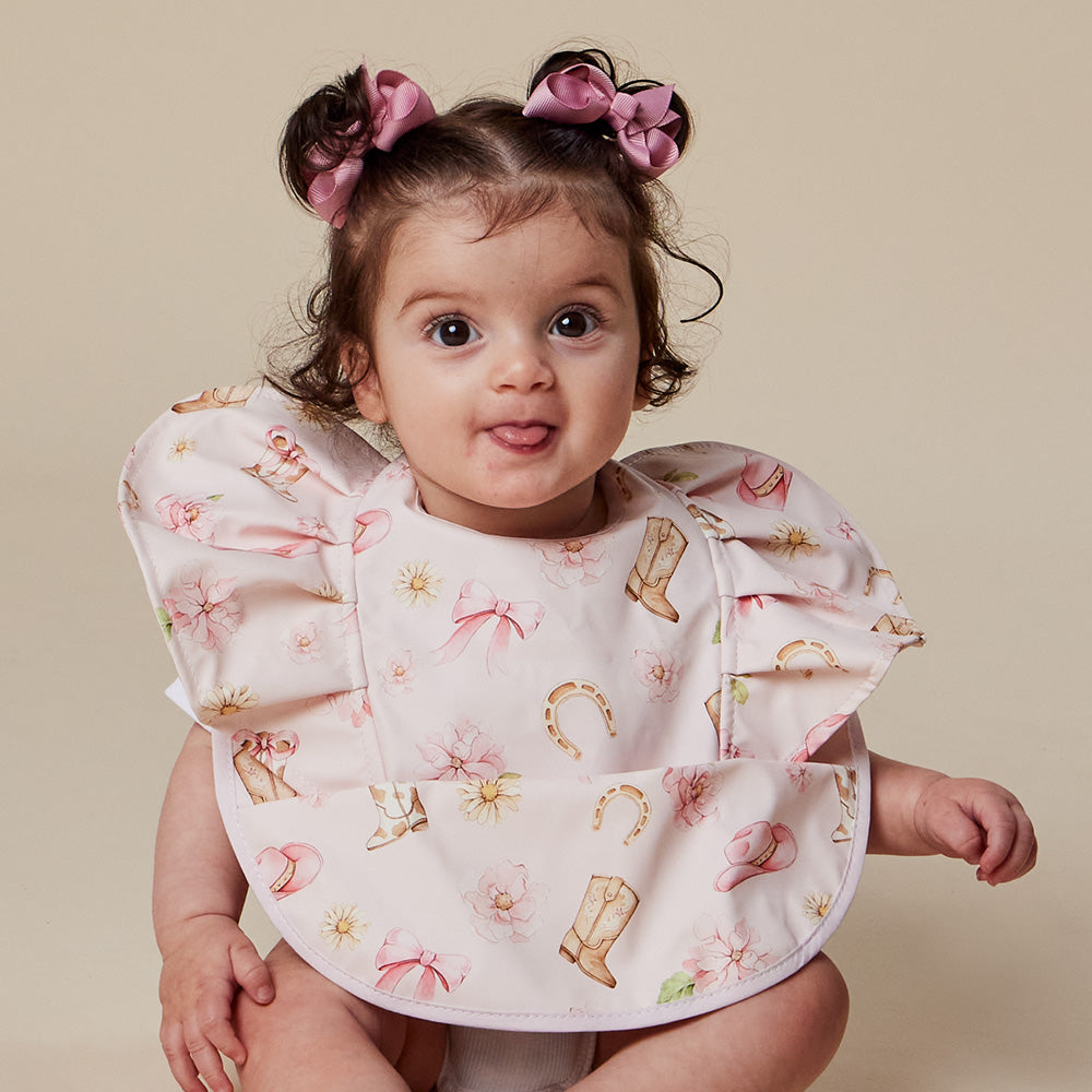 Snuggle Hunny Boots & Bows Frill Snuggle Bib