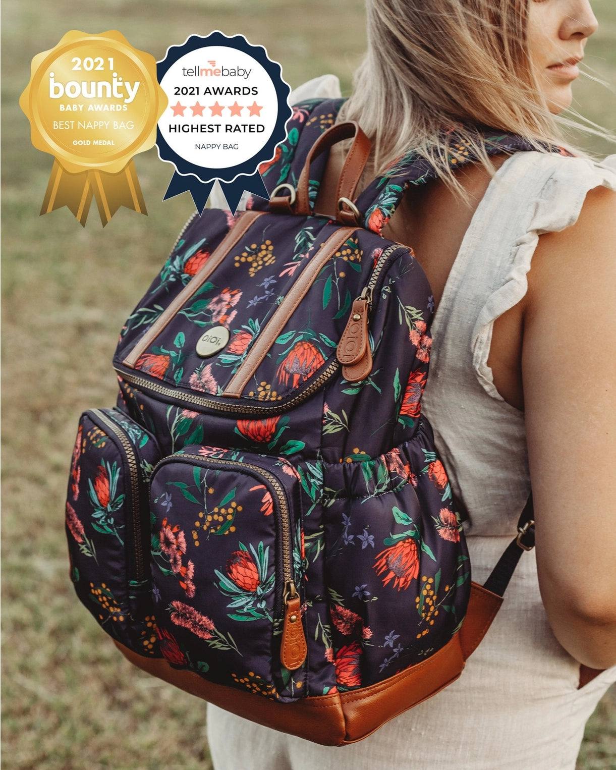 OiOi Botanical Floral Nylon Backpack