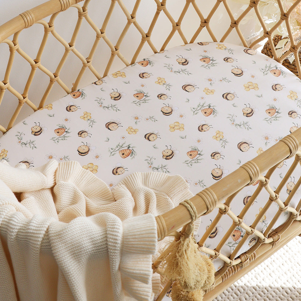 Snuggle Hunny Bumblebees Organic Bassinet Sheet/Change Pad Cover