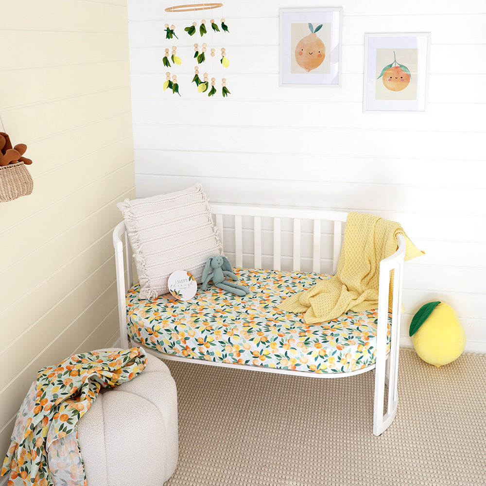 Snuggle Hunny Organic Cot Sheet Citrus Squeeze