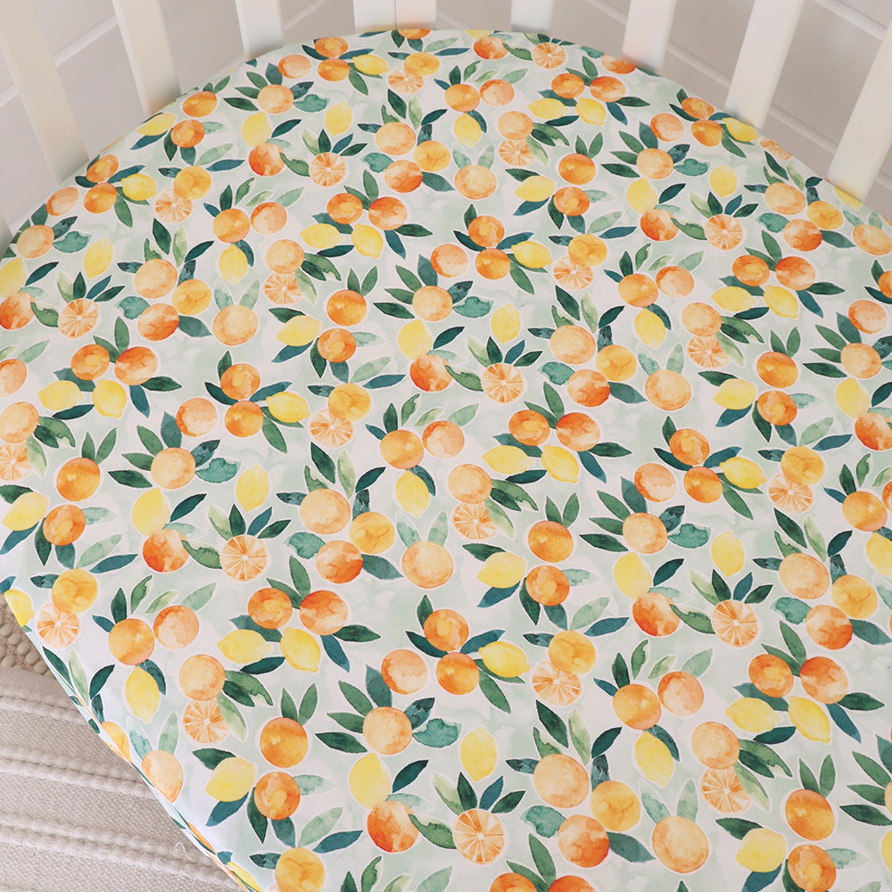 Snuggle Hunny Organic Cot Sheet Citrus Squeeze