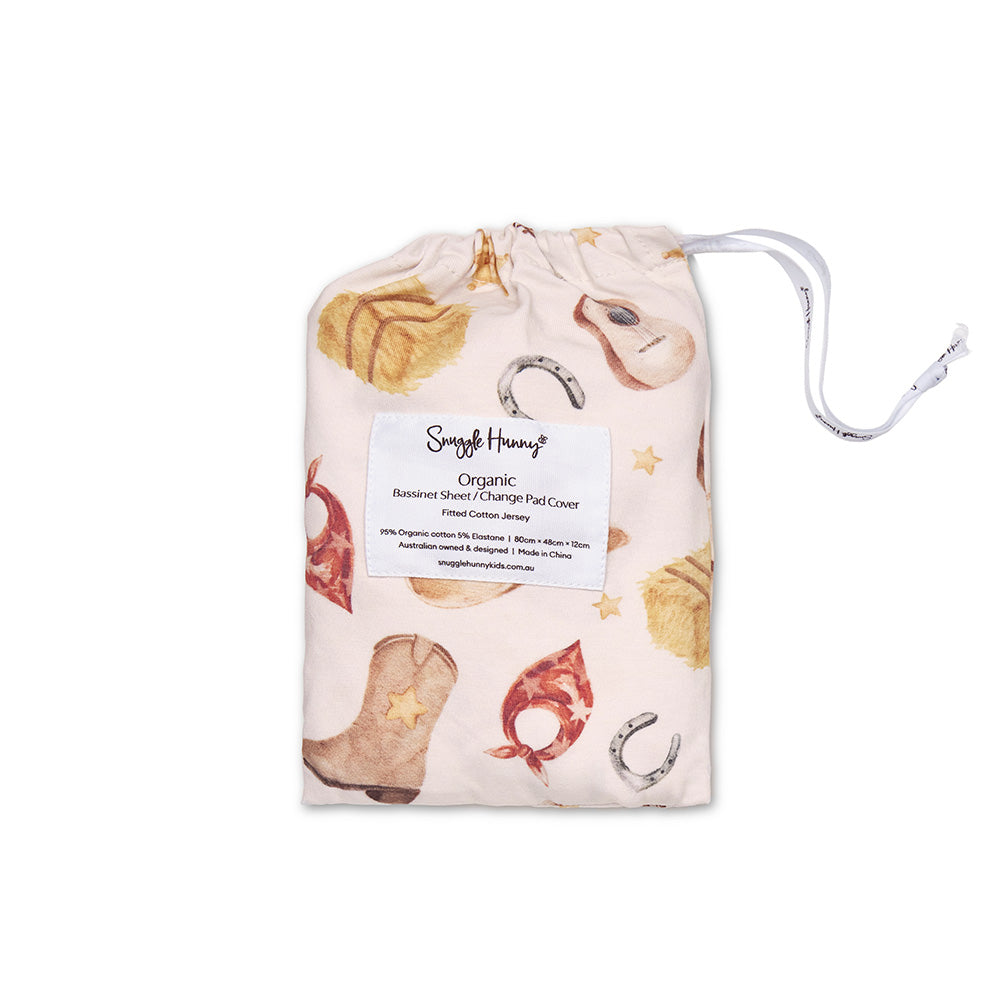Snuggle Hunny Cowboys Organic Bassinet Sheet/Chagne Pad Cover