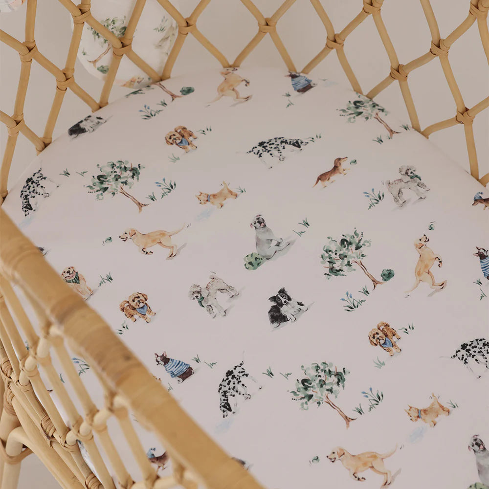 Snuggle Hunny Dog Park Organic Bassinet Sheet Change Pad Cover