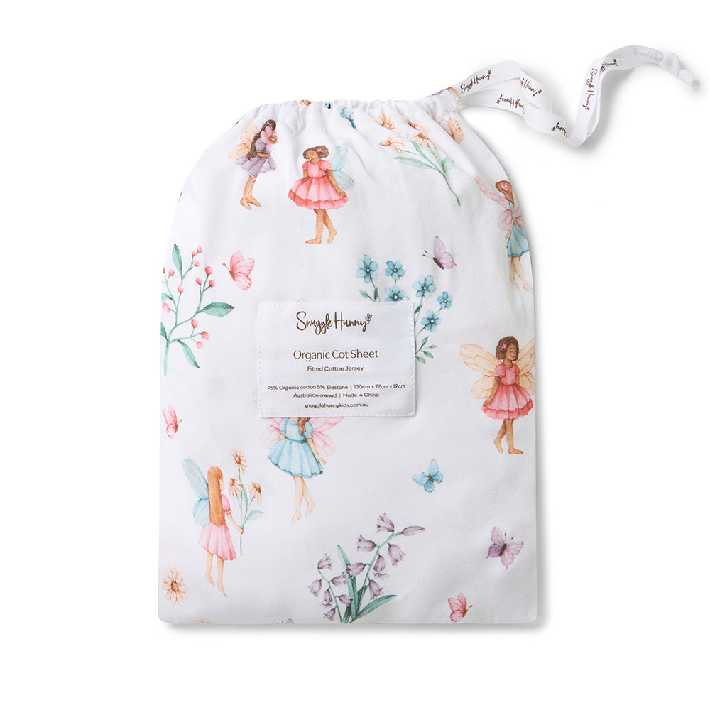 Snuggle Hunny Organic Cot Sheet Garden Fairy Garden