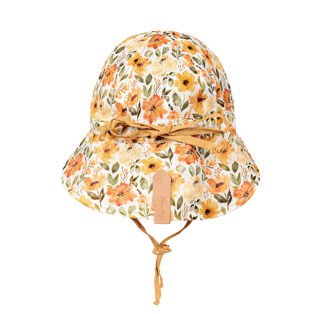 Bedhead Heritage Baby Reversible Flap Sun Hat - Margaret/maize