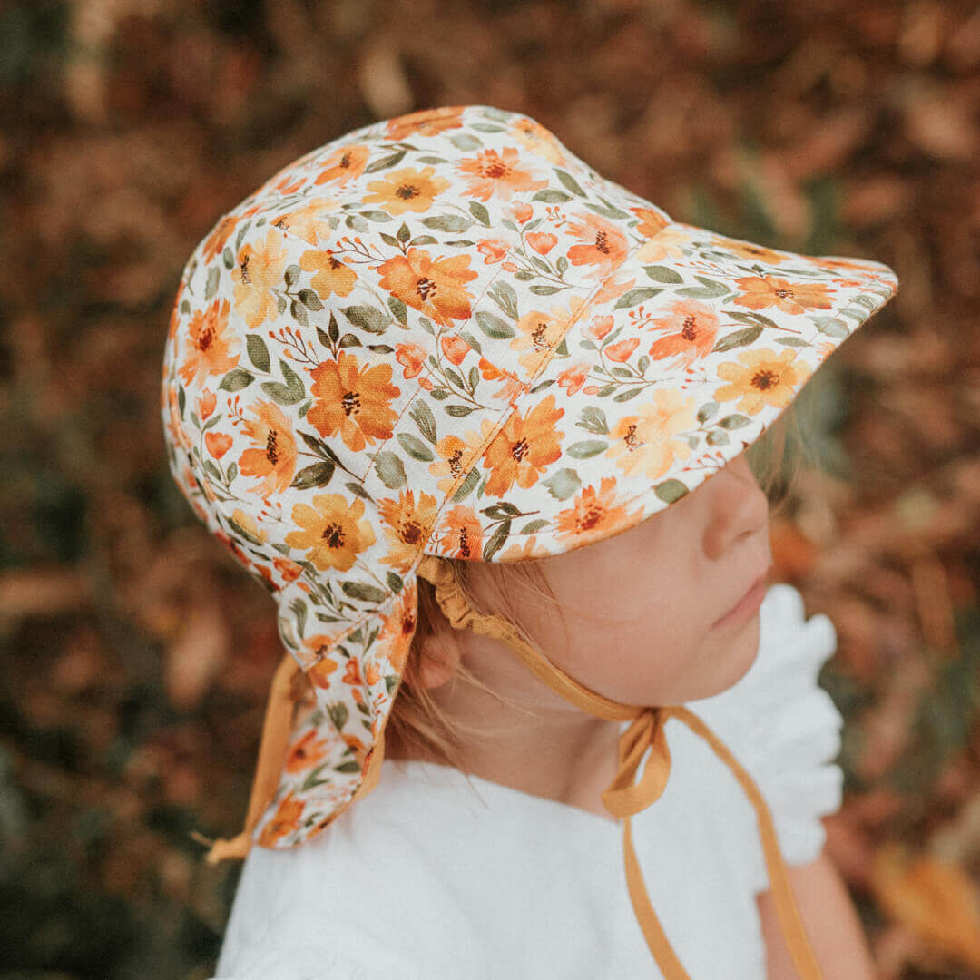 Bedhead Heritage Baby Reversible Flap Sun Hat - Margaret/maize