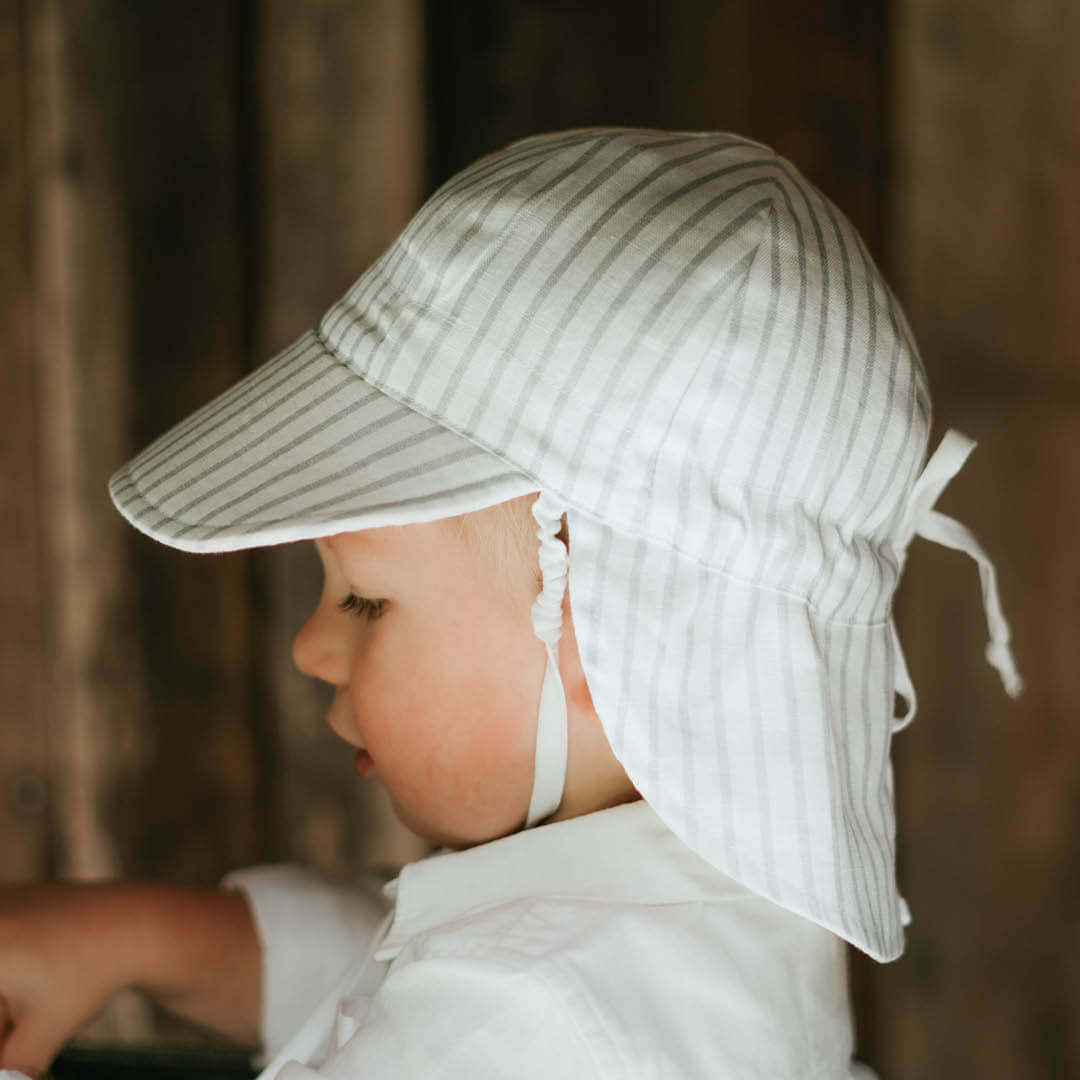 Bedhead Heritage Baby Reversible Flap Sun Hat - Finley/blanc