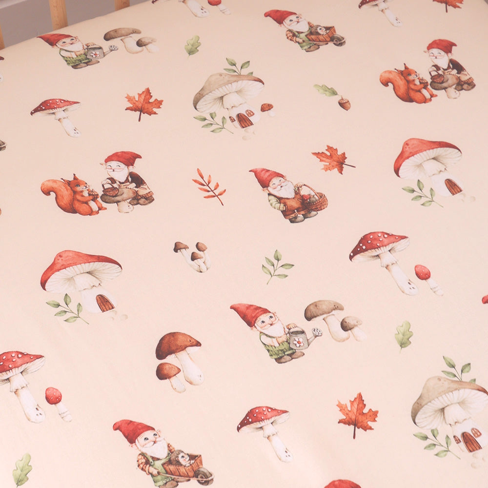 Snuggle Hunny Organic Cot Sheet Garden Gnomes