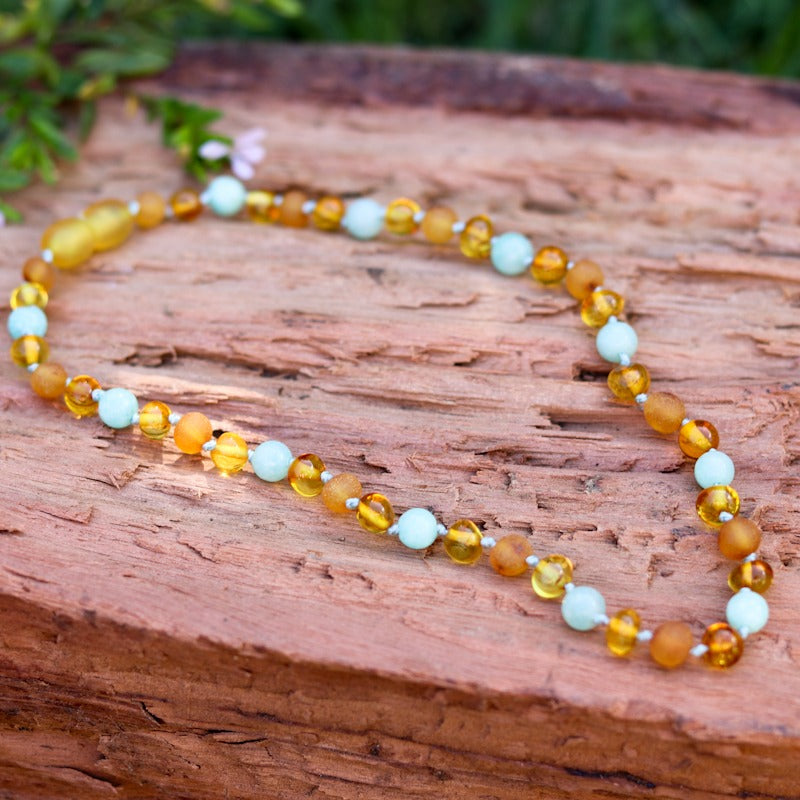 Zebra Babies Amber Necklace 32cm