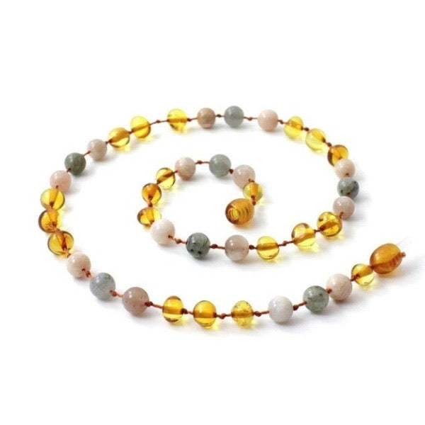 Zebra Babies Amber Necklace 32cm