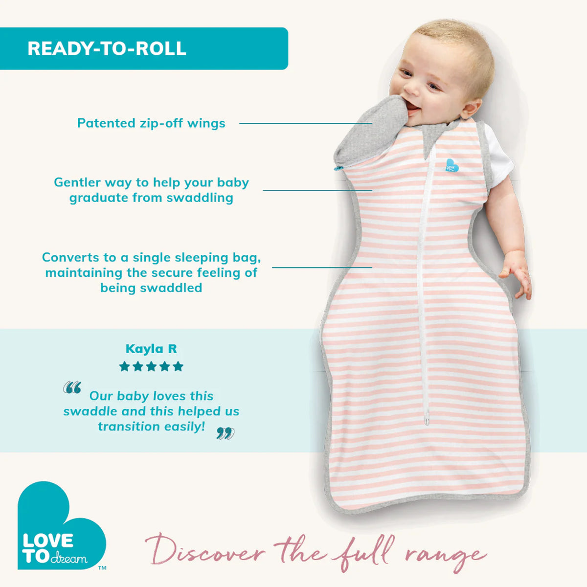 Love To Dream Swaddle Up Transition Bag 0.2 Tog You Are My Grey