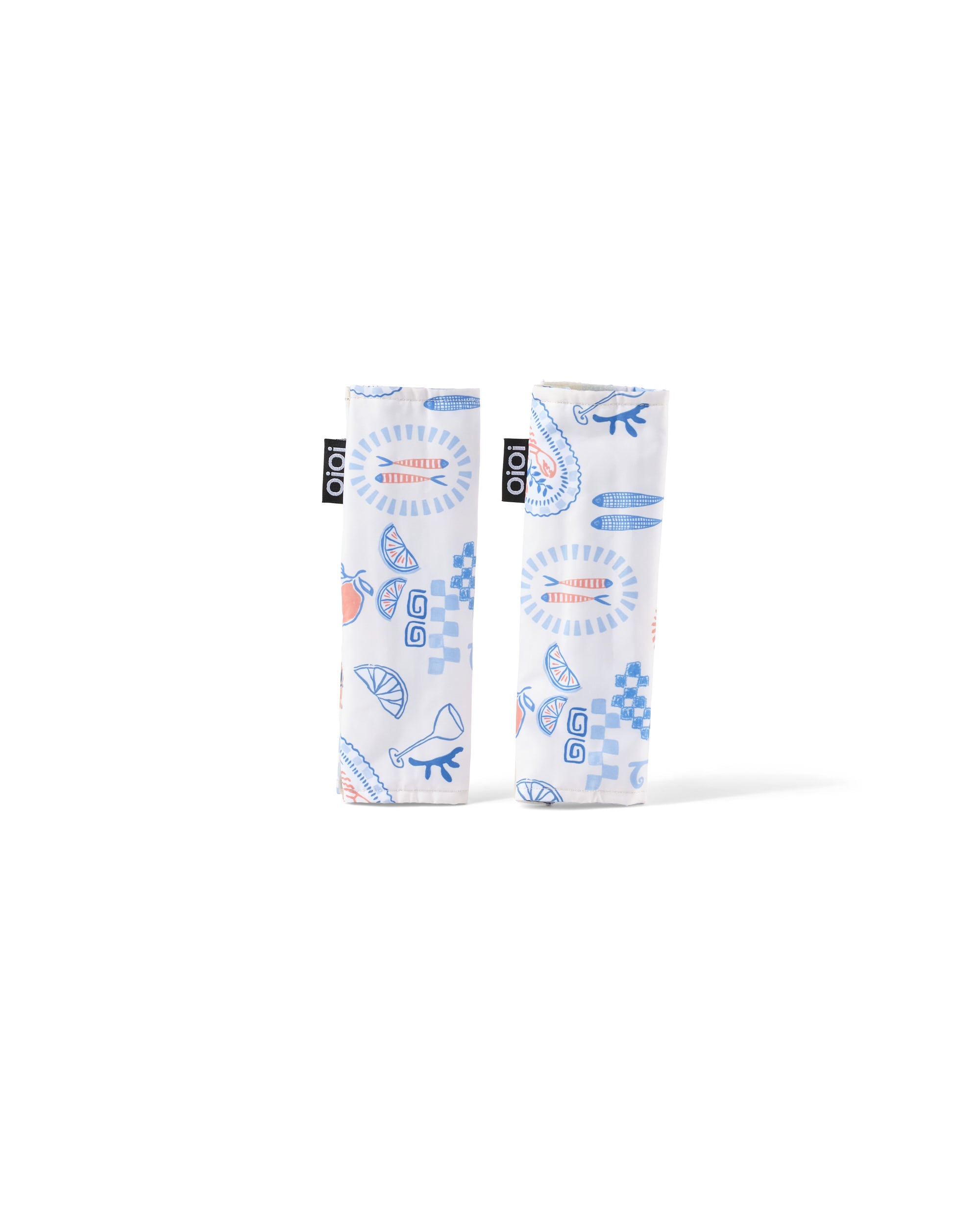 Oioi Reversible Pram Harness Cover Set - Blue Check/meditteranean