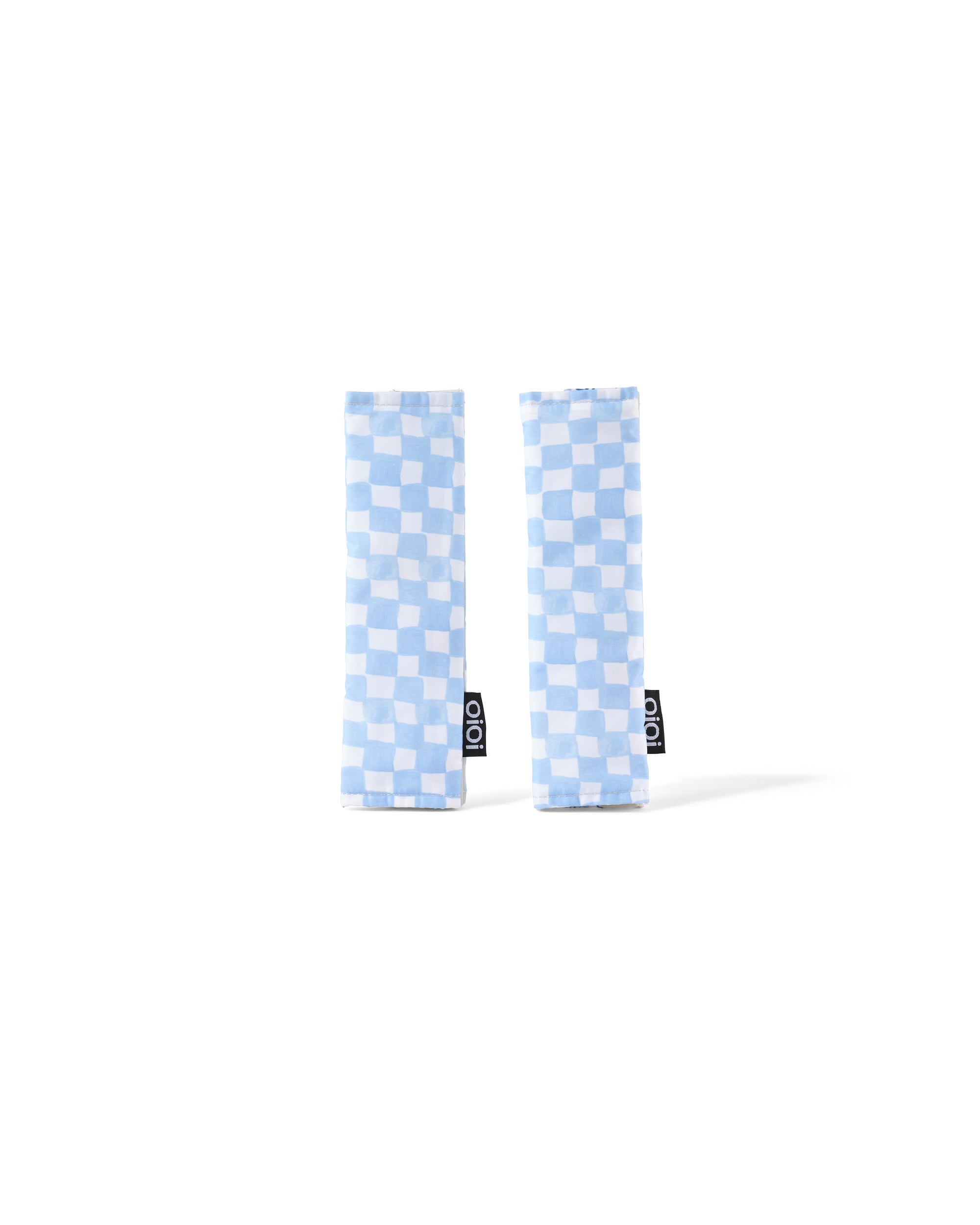 Oioi Reversible Pram Harness Cover Set - Blue Check/meditteranean