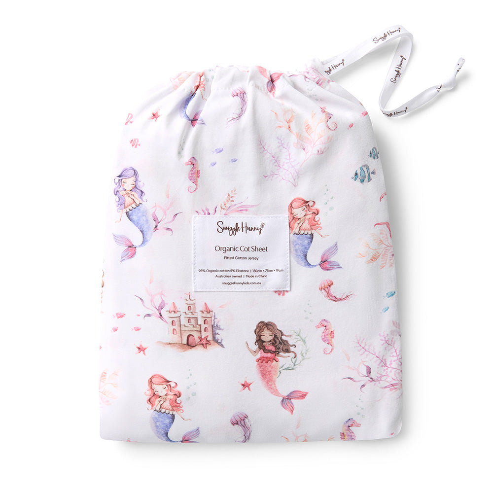Snuggle Hunny Mermaid Organic Fitted Cot Sheet