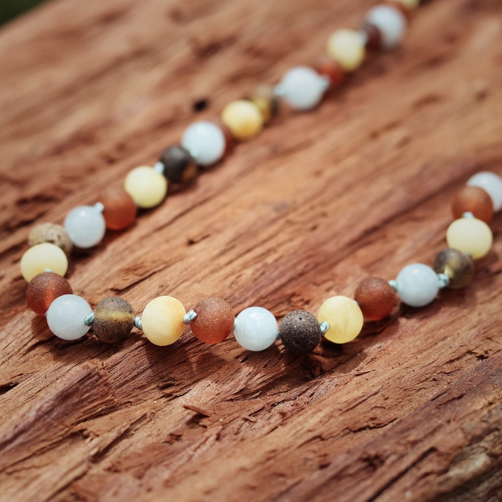 Zebra Babies Amber Necklace 32cm