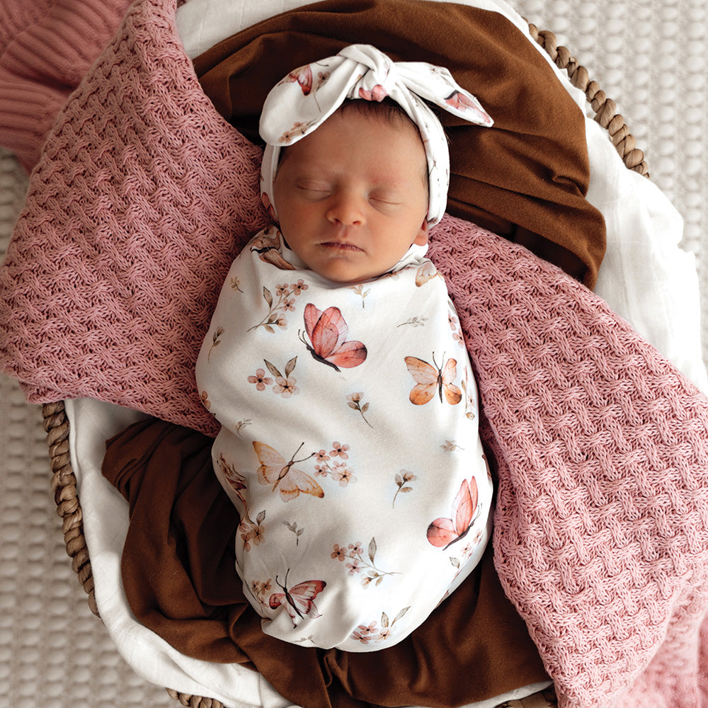 Snuggle Hunny Snuggle Swaddle and Top Knot Set Butterfly