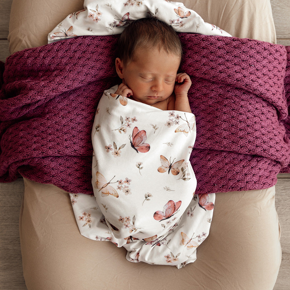 Snuggle Hunny Snuggle Swaddle and Top Knot Set Butterfly