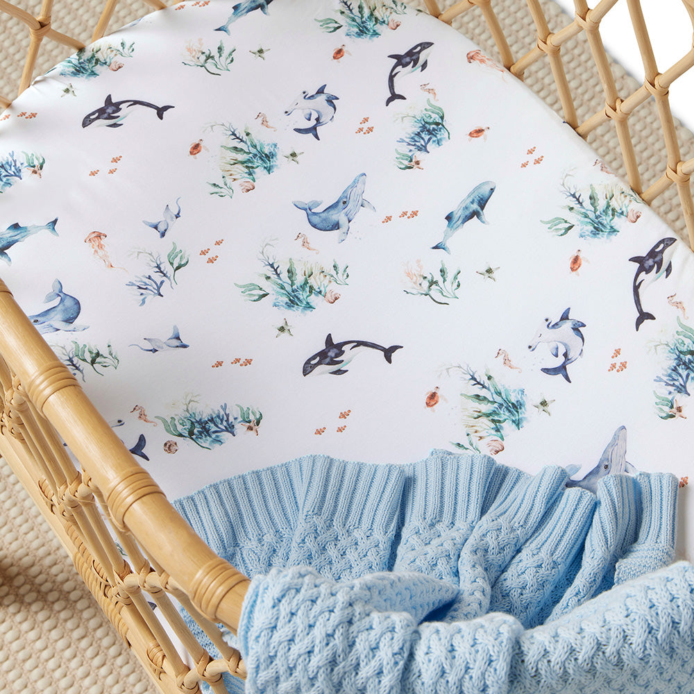 Snuggle Hunny Ocean Organic Bassinet Sheet Change Pad Cover