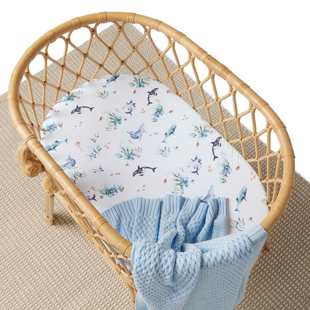Snuggle Hunny Ocean Organic Bassinet Sheet Change Pad Cover