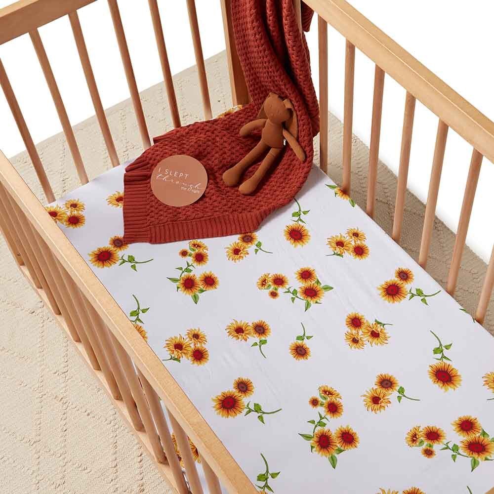 Snuggle Hunny Organic Cot Sheet Sunflower