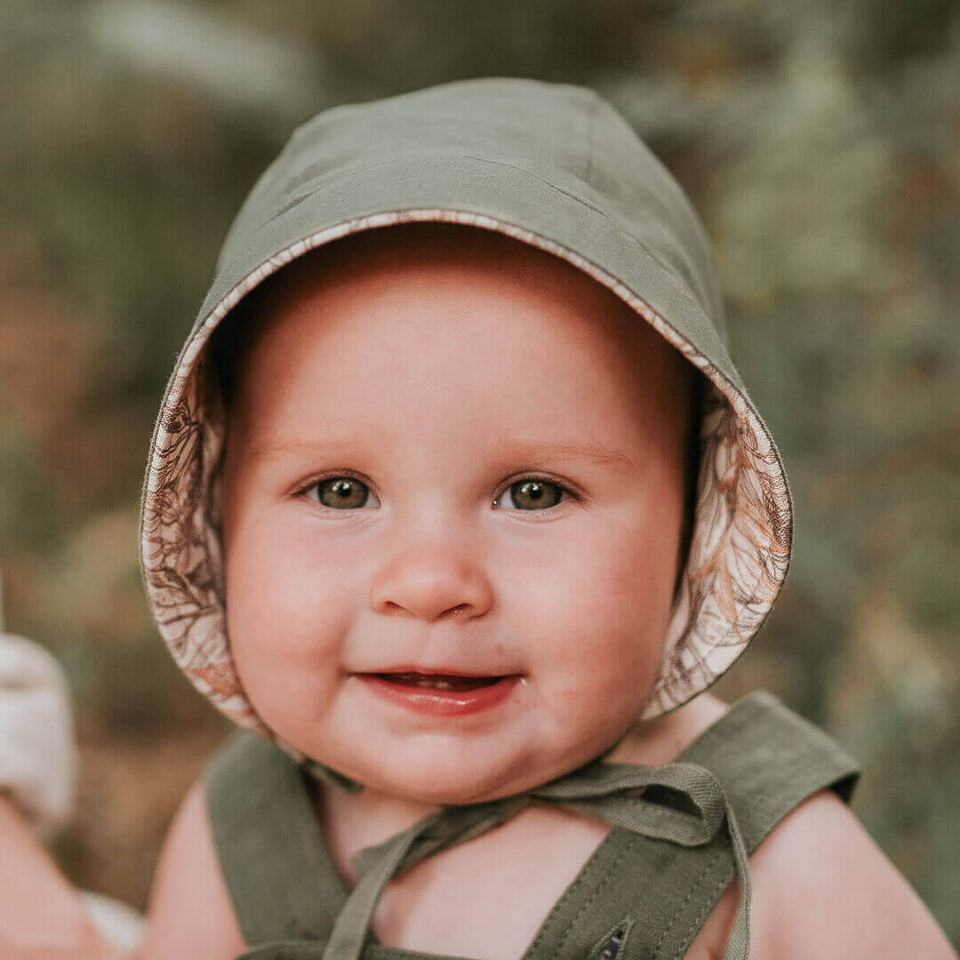 Bedhead Heritage Reversible Sun Bonnet Mallee/moss