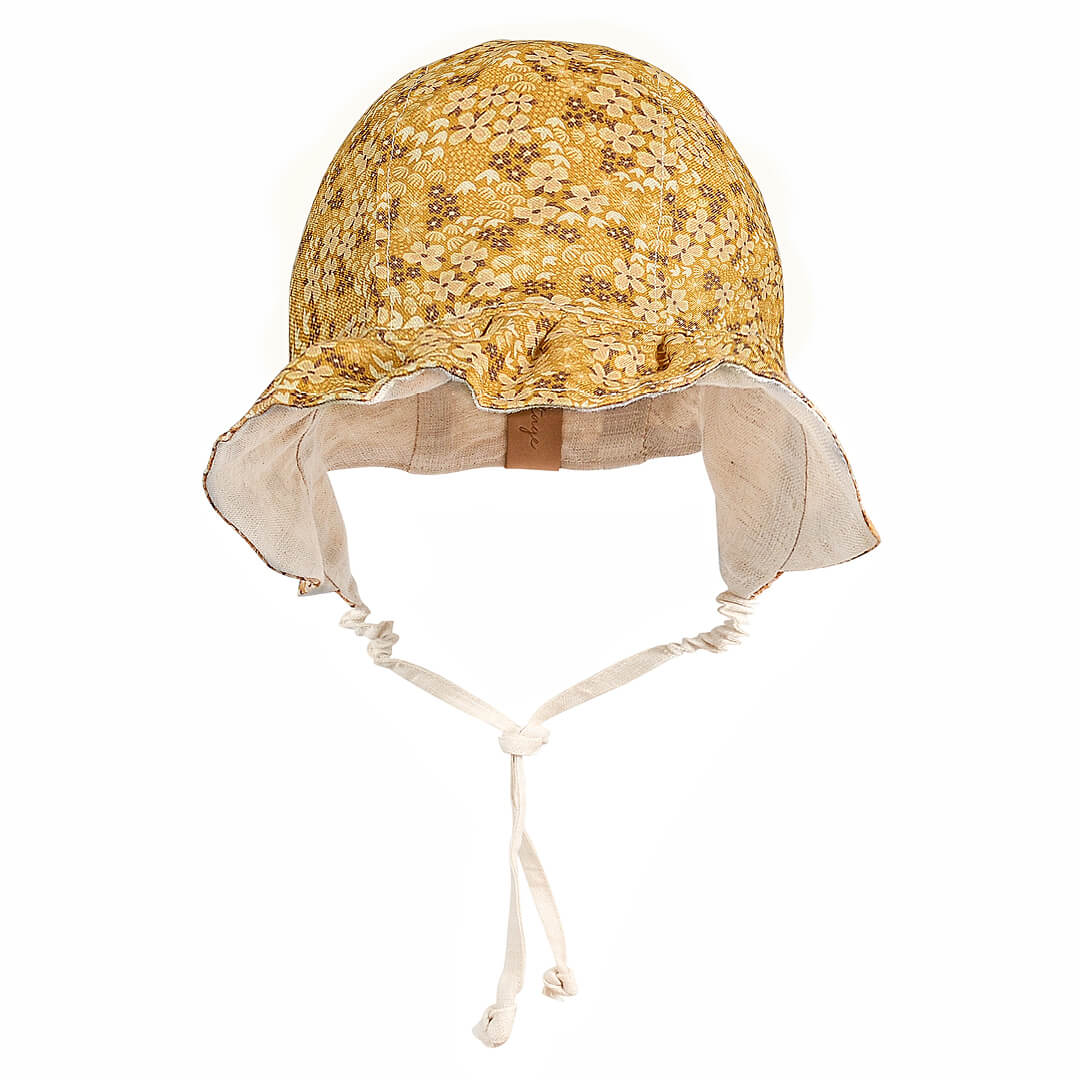 Bedhead Heritage Reversible Ruffle Bonnet - Farah/flax