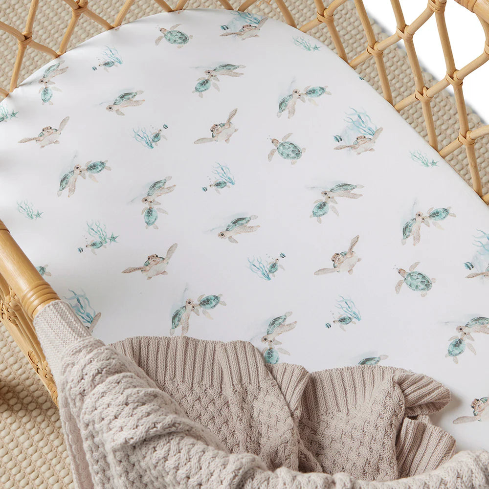 Snuggle Hunny Turtle Organic Bassinet Sheet Change Pad Cover