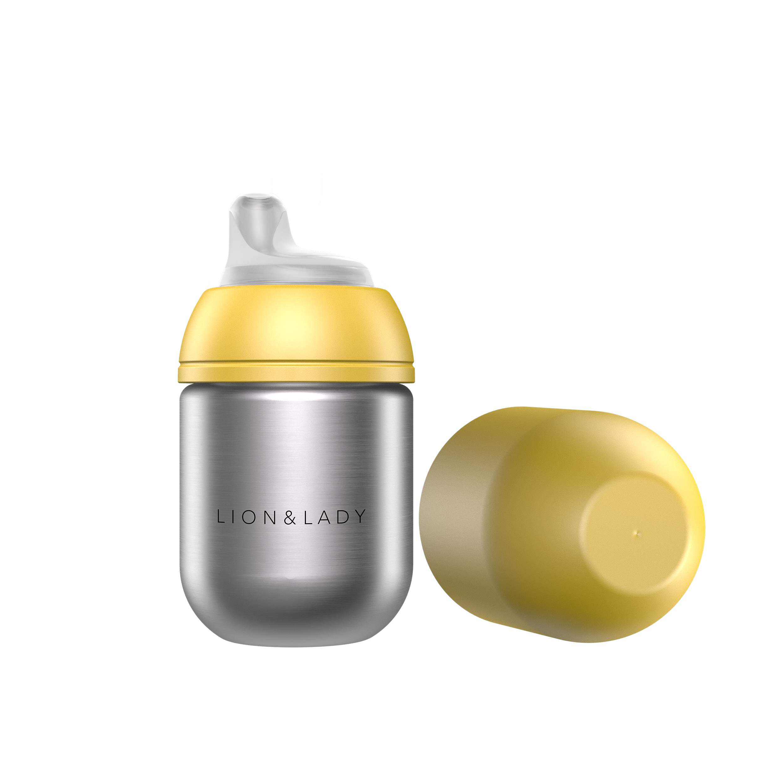 Lion and Lady Toddler Sippy Cup 210ml 18/8 Stainless Steel Buttercup Yellow