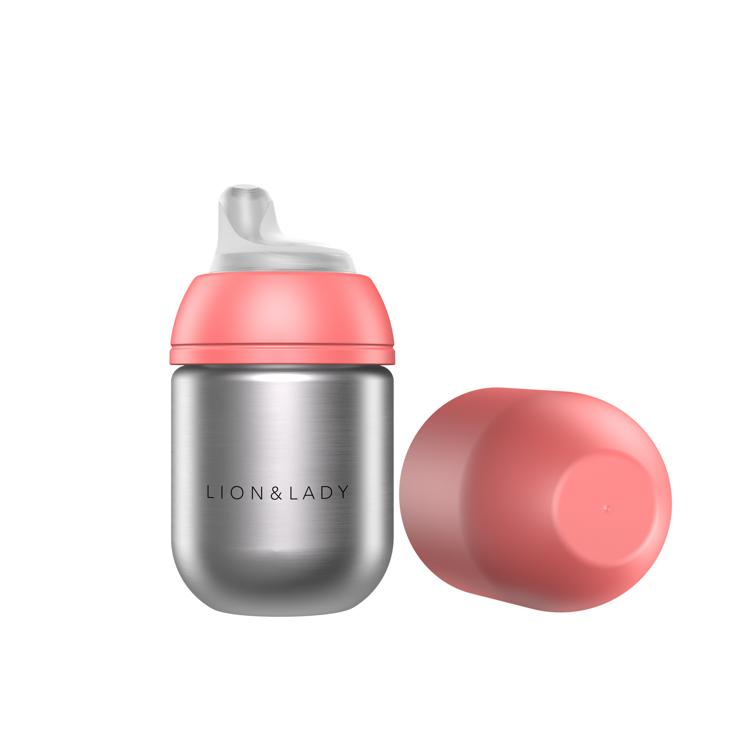 Lion and Lady Toddler Sippy Cup 210ml 18/8 Stainless Steel Fuchsia Pink