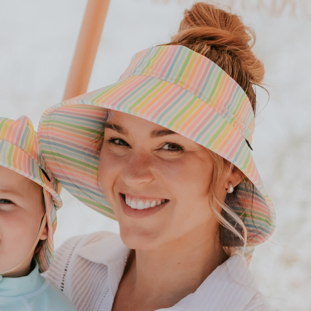 Bedhead Ladies Wide-brimmed Swim Visor Beach Hat - Rainbow