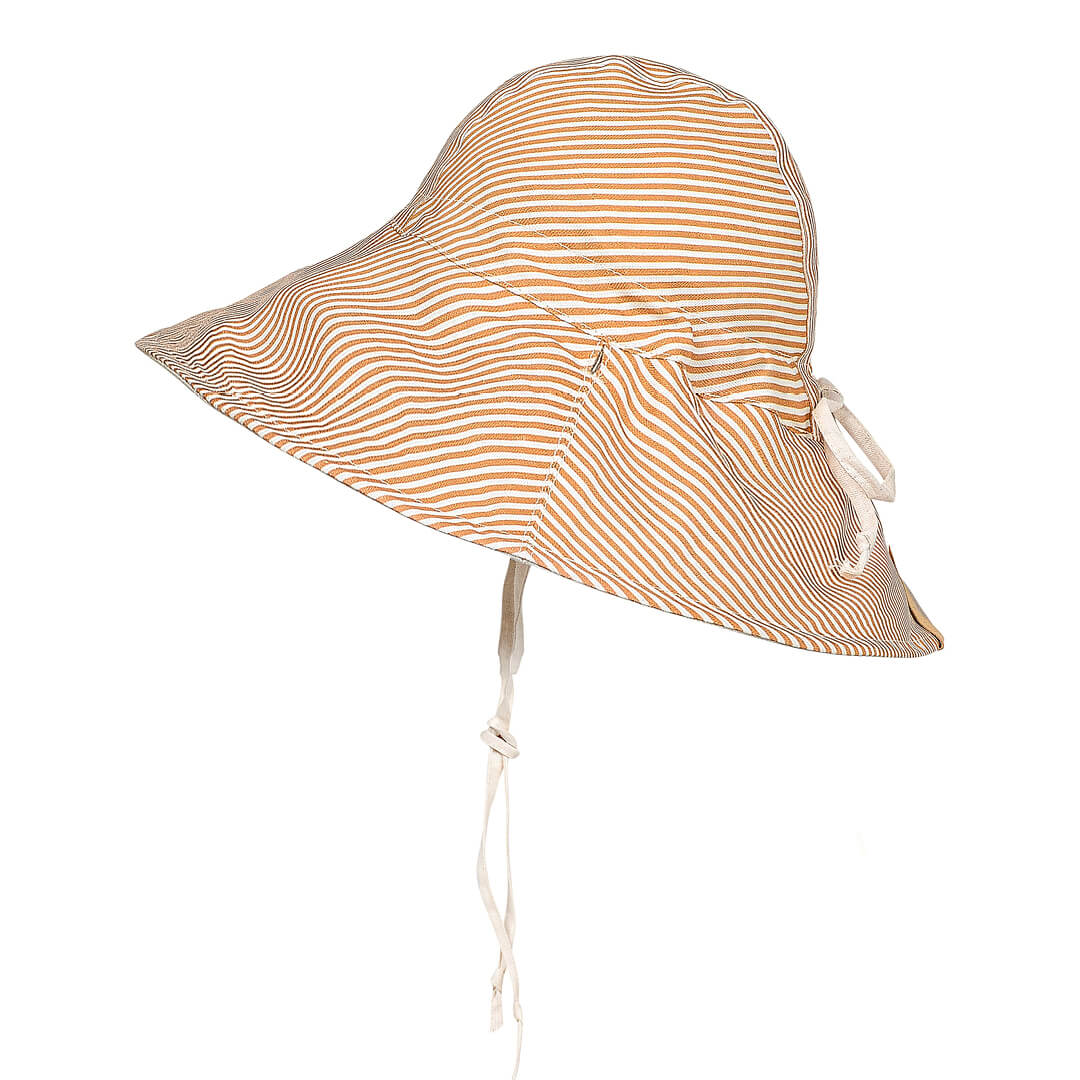 Bedhead Heritage Girls Reversible Wide Brimmed Bonnet Sun Hat - Frankie/flax