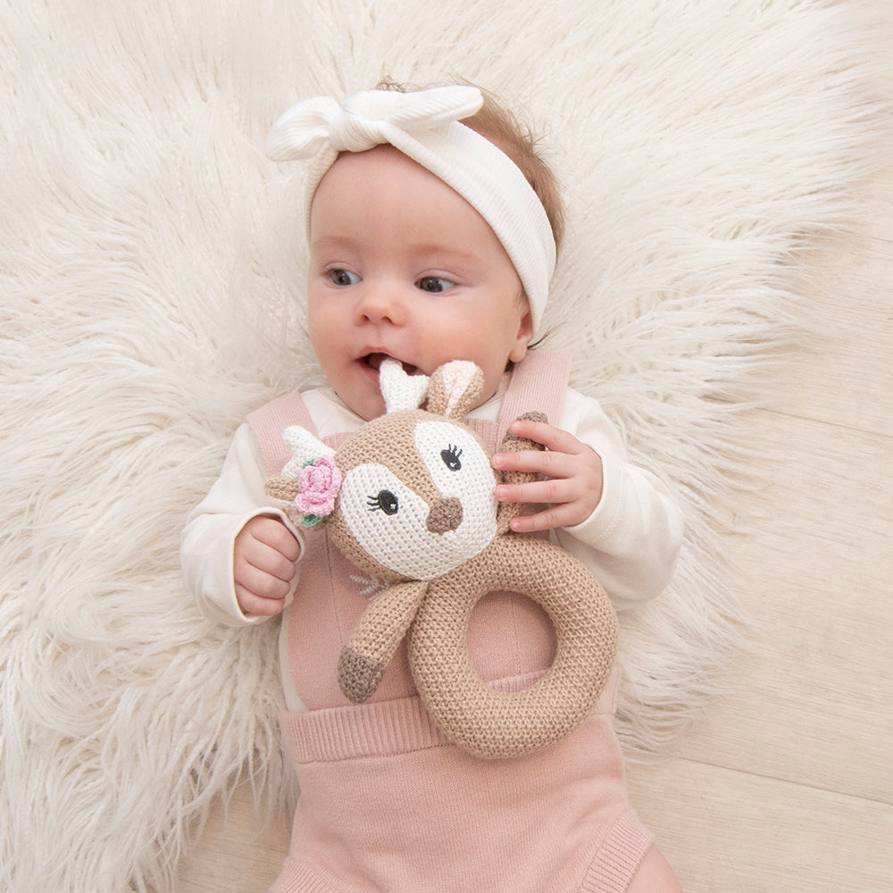 Ava The Fawn Knitted Rattle