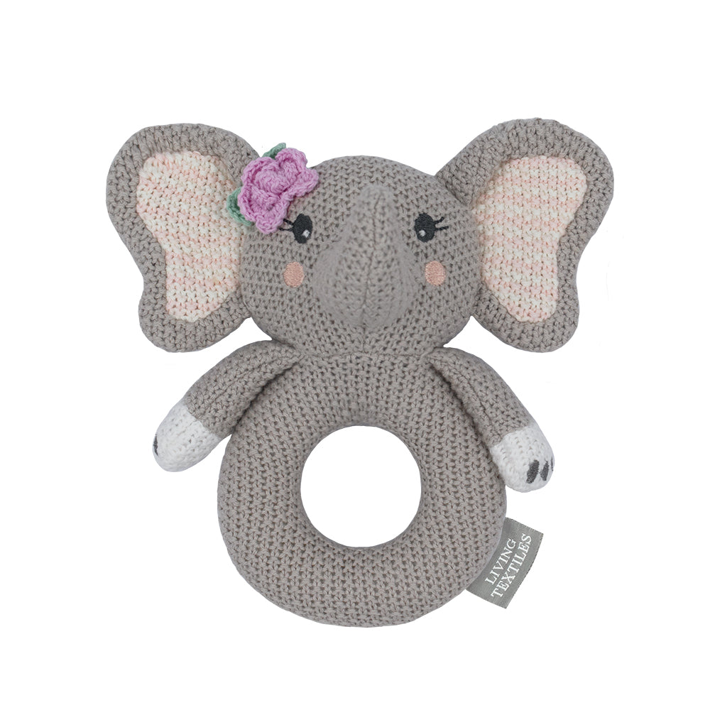 Ella the Elephant Knitted Rattle