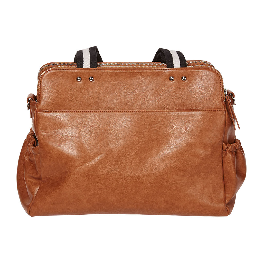 Oioi Vegan Leather Tote Triple Compartment Nappy Bag - Tan