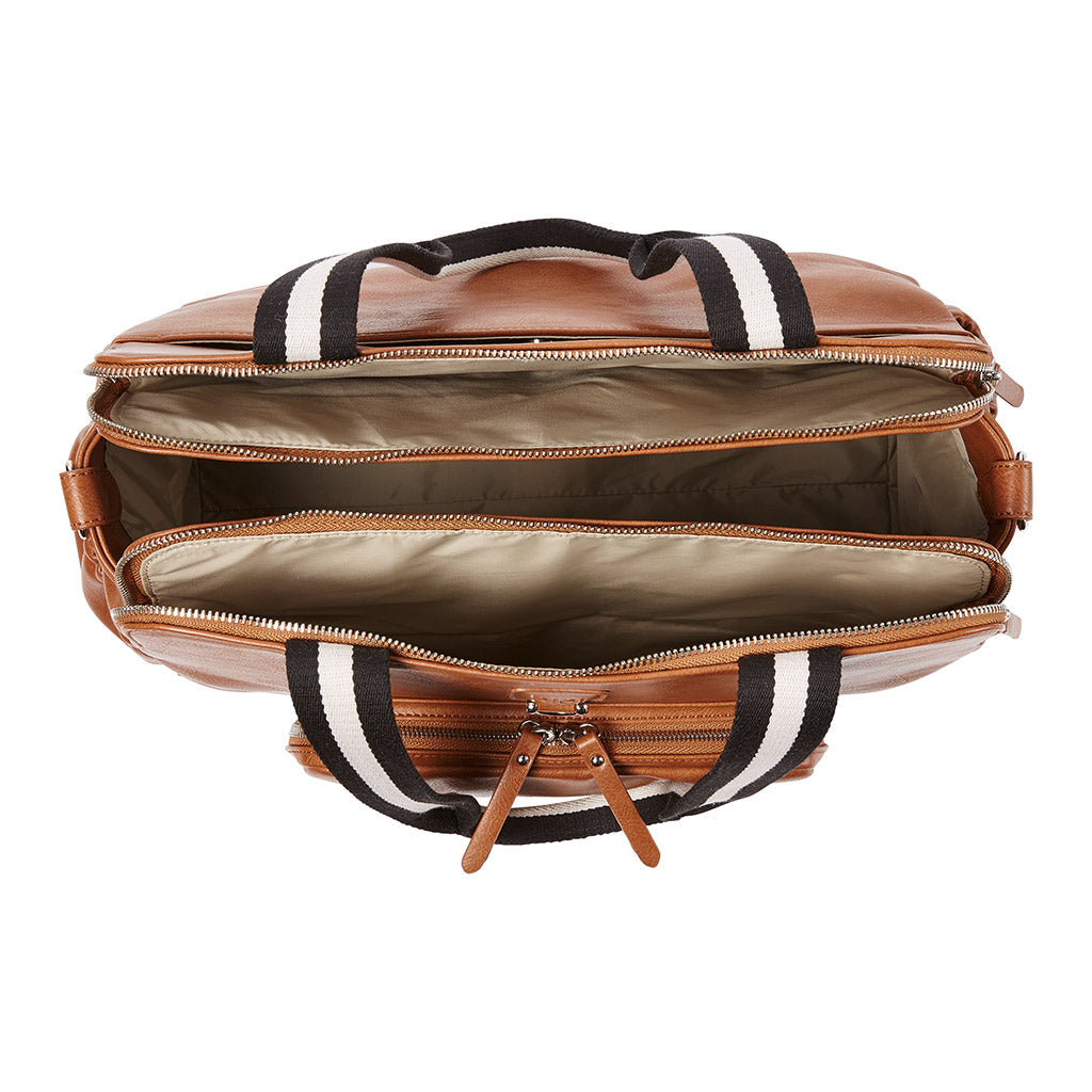 Oioi Vegan Leather Tote Triple Compartment Nappy Bag - Tan