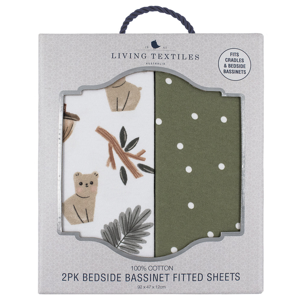 Living Textiles 2 Pk Co-sleeper Fitted Sheets - Forest Retreat