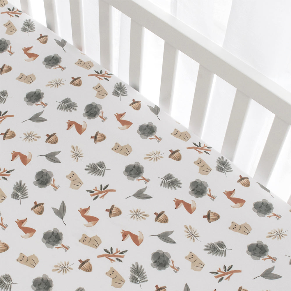 Living Textiles 2 Pk Cot Fitted Sheets - Forest Retreat