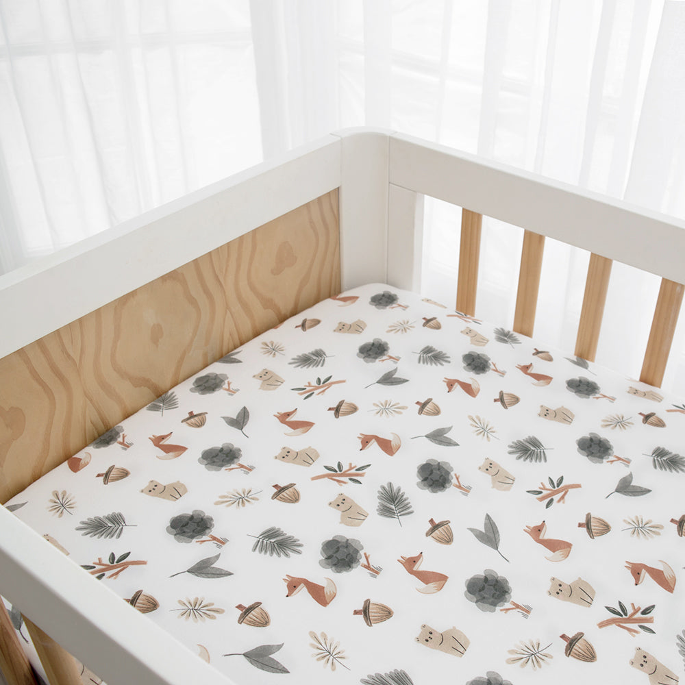 Living Textiles 2 Pk Cot Fitted Sheets - Forest Retreat
