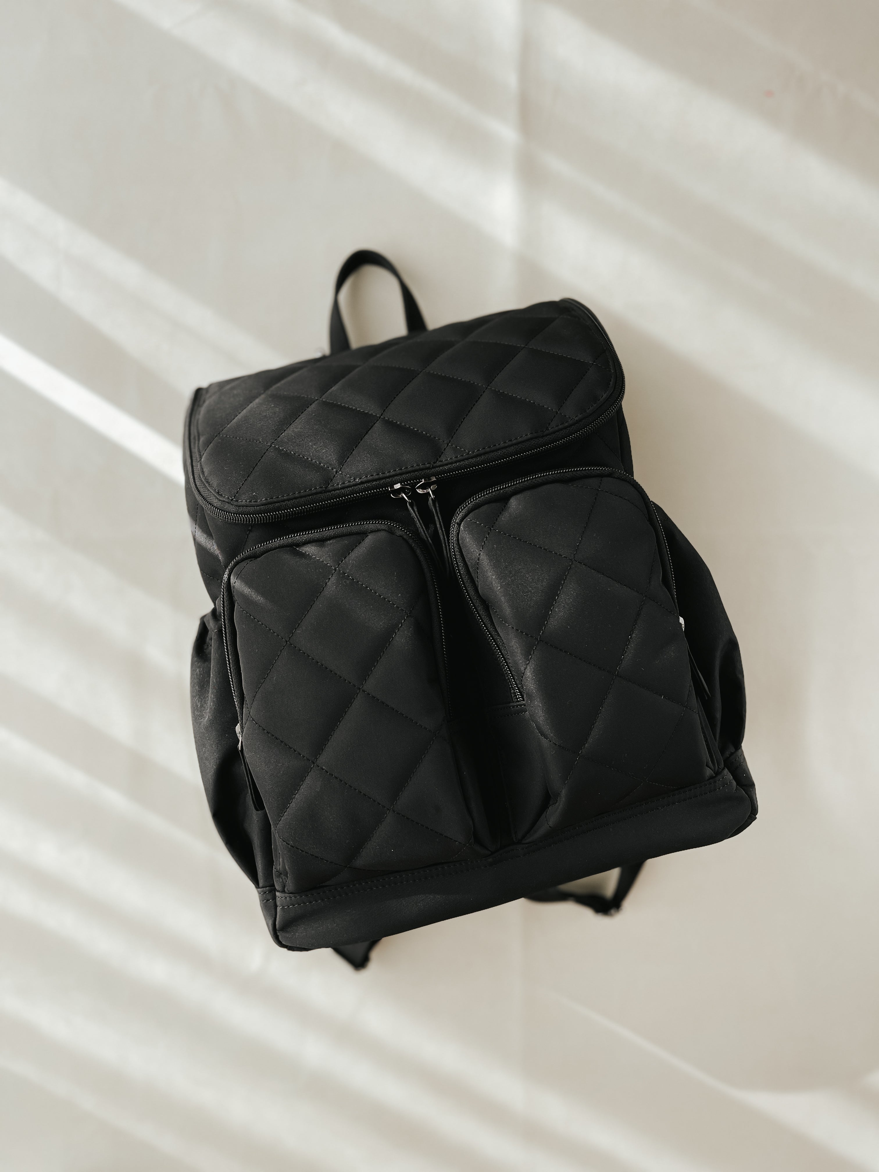 Oioi Diamond Quilt Nappy Backpack Black